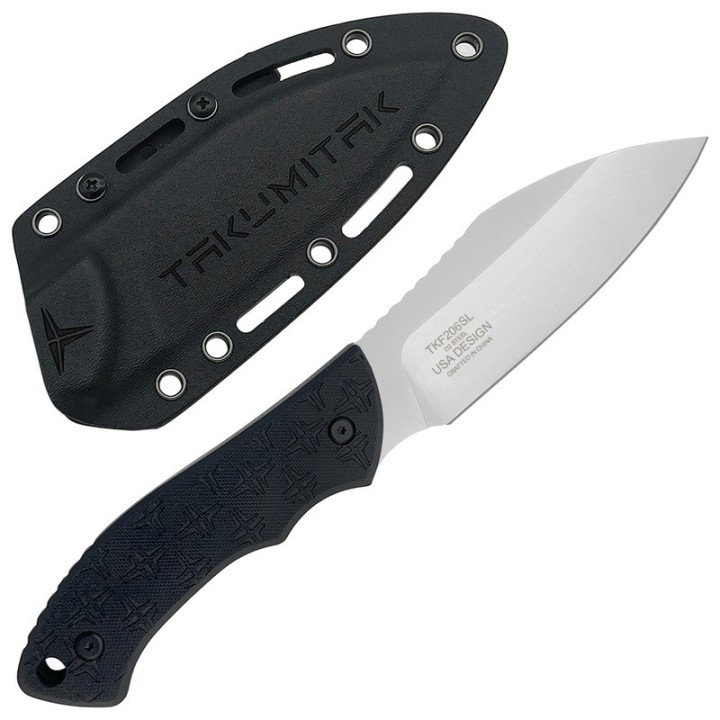 Couteau Takumitak DAY 500 Neckmuk Satin Lame Acier D2 Manche G10 Etui Kydex TKF206SL - Livraison Gratuite