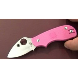 Couteau SPYDERCO SQUEAK Pink FRN Plain Folding Knife Acier N690CO Made In Italy SC154PPN - Livraison Gratuite