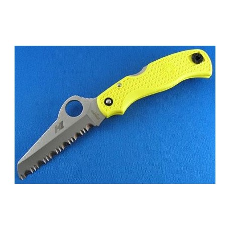 Couteau Spyderco Saver Salt Yellow Acier H1 Manche FRN Yellow Made In Japan SC118SYL - Livraison Gratuite