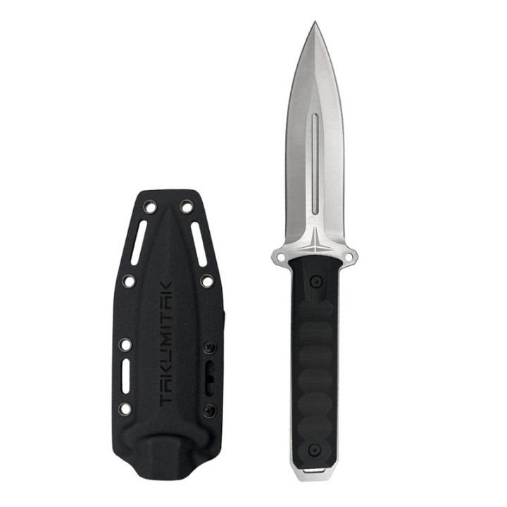 Couteau Takumitak HITTER Lame Dague Acier D2 Satin Manche G10 Etui Kydex TKF214SL - Livraison Gratuite