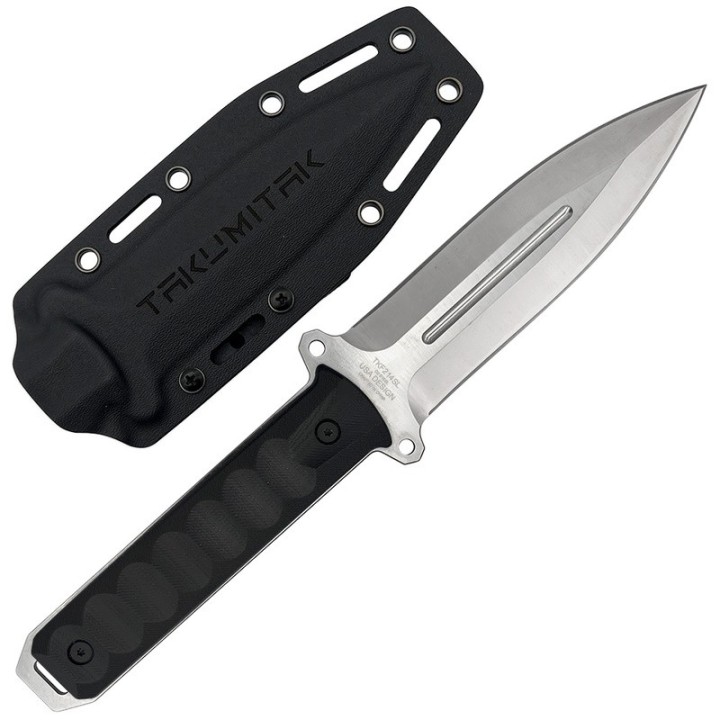 Couteau Takumitak HITTER Lame Dague Acier D2 Satin Manche G10 Etui Kydex TKF214SL - Livraison Gratuite