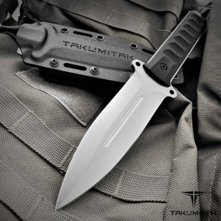 Couteau Takumitak HITTER Lame Dague Acier D2 Satin Manche G10 Etui Kydex TKF214SL - Livraison Gratuite