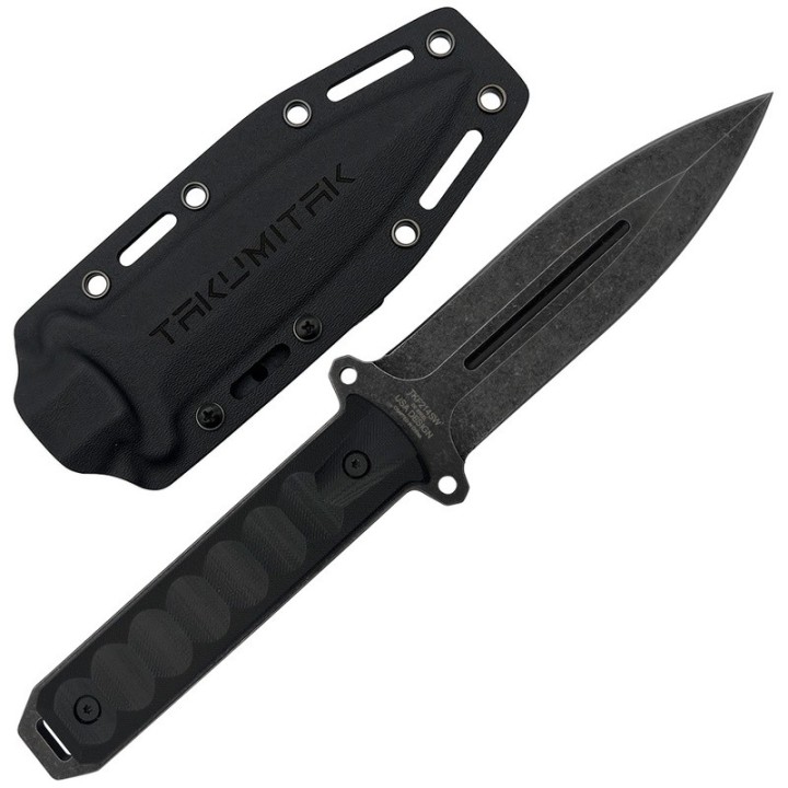 Couteau Takumitak HITTER Lame Dague Acier D2 Stonewash Manche G10 Etui Kydex TKF214SW - Livraison Gratuite