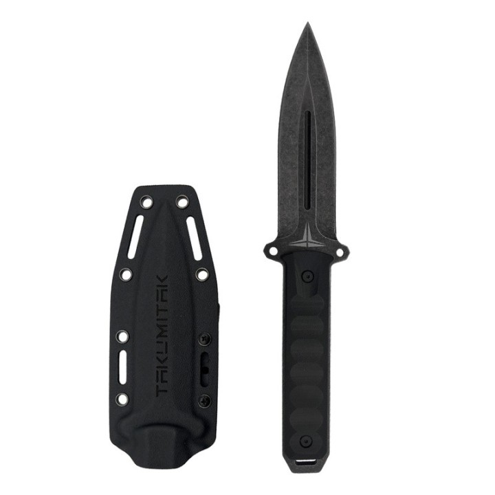 Couteau Takumitak HITTER Lame Dague Acier D2 Stonewash Manche G10 Etui Kydex TKF214SW - Livraison Gratuite