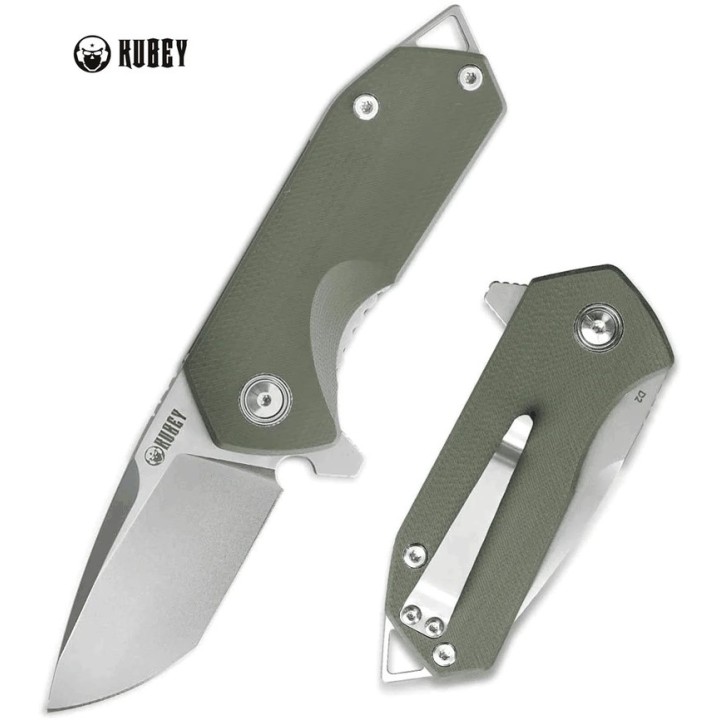 Couteau Kubey Campe Nest Green Manche G10 Lame Acier D2 IKBS Linerlock Clip KUB203B - Livraison Gratuite