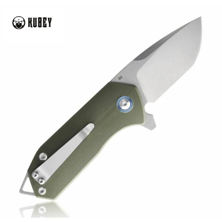 Couteau Kubey Campe Nest Green Manche G10 Lame Acier D2 IKBS Linerlock Clip KUB203B - Livraison Gratuite