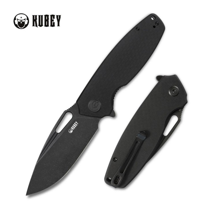 Couteau Kubey Tityus Black Lame Acier D2 Darkwash Manche G10 IKBS Linerlock Clip KUB322C - Livraison Gratuite