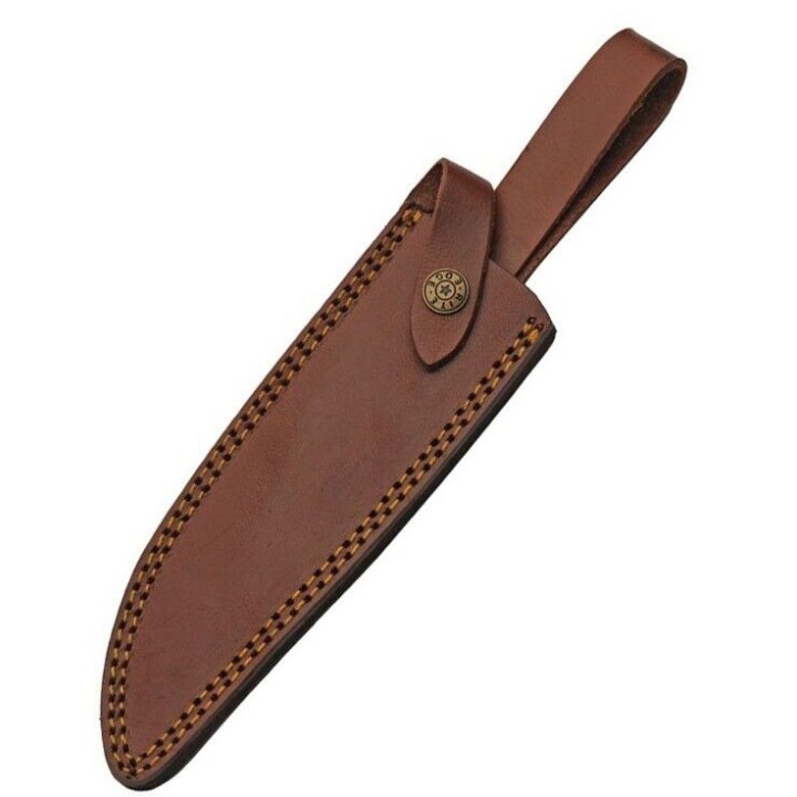 Couteau Bowie Red Sun Manche Os/Bois Lame Acier Inox Etui Cuir PA203466 - Livraison Gratuite