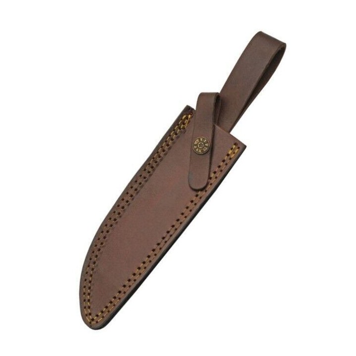 Couteau Bowie Blue Thunder Bone Manche Os Lame Acier Inox Etui Cuir PA203467 - Livraison Gratuite
