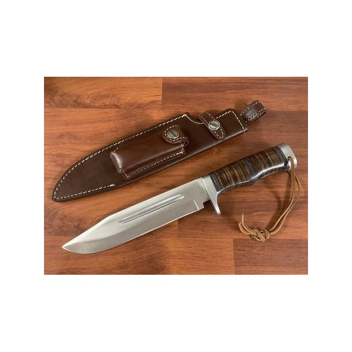 Couteau Bowie Marble's Stacked Leather Manche Cuir Lame Acier Inox Etui Cuir MR626 - Livraison Gratuite