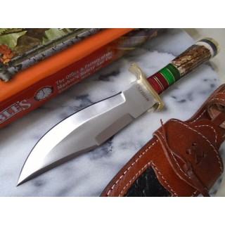 Couteau Skinner Marbles Manche Bois de Cerf Lame Acier Inox Etui CUir MR627 - Livraison Gratuite
