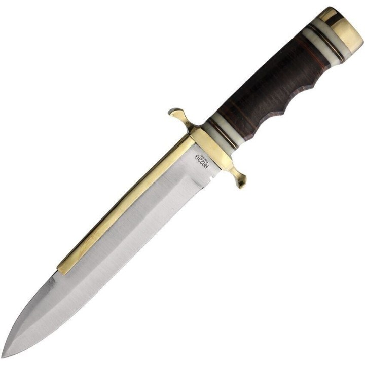 Couteau Rough Ryder Bowie Stacked Leather Manche Cuir Lame Acier Inox Etui Cuir RR2203 - Livraison Gratuite