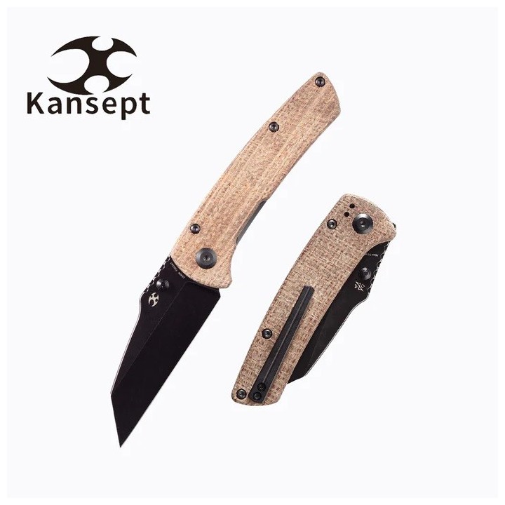 Couteau Kansept Main Street Brown Lame Acier 154CM Manche Micarta Linerlock Clip KT1015A7 - Livraison Gratuite