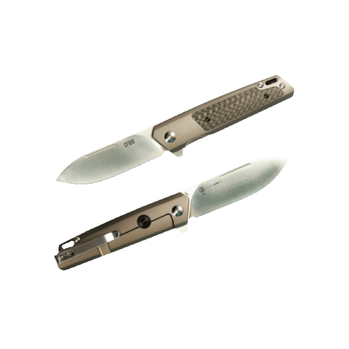 Couteau Ontario CF100 Lame Acier 14C28 Manche Acier/Fibre Carbone Framelock Clip ON8600 - Livraison Gratuite