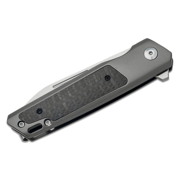 Couteau Ontario CF100 Lame Acier 14C28 Manche Acier/Fibre Carbone Framelock Clip ON8600 - Livraison Gratuite