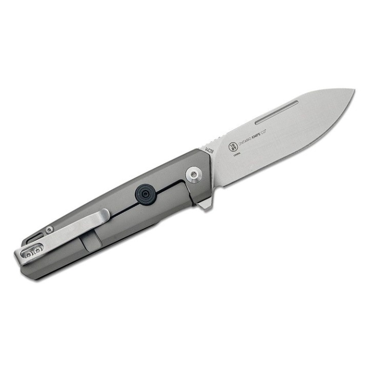 Couteau Ontario CF100 Lame Acier 14C28 Manche Acier/Fibre Carbone Framelock Clip ON8600 - Livraison Gratuite