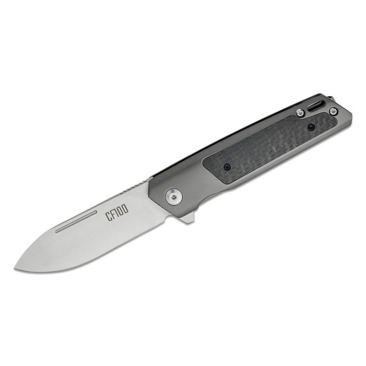 Couteau Ontario CF100 Lame Acier 14C28 Manche Acier/Fibre Carbone Framelock Clip ON8600 - Livraison Gratuite