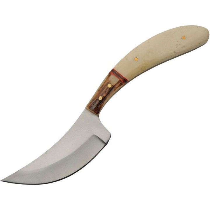 Couteau Skinner Rite Edge Bois de Cerf/Os Lame Acier Inox Etui Cuir PA8029 - Livraison Gratuite