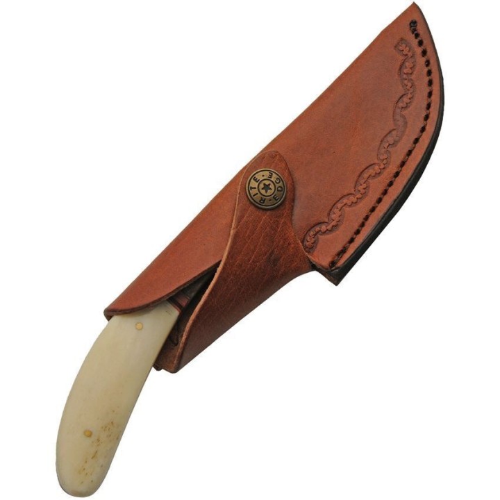 Couteau Skinner Rite Edge Bois de Cerf/Os Lame Acier Inox Etui Cuir PA8029 - Livraison Gratuite