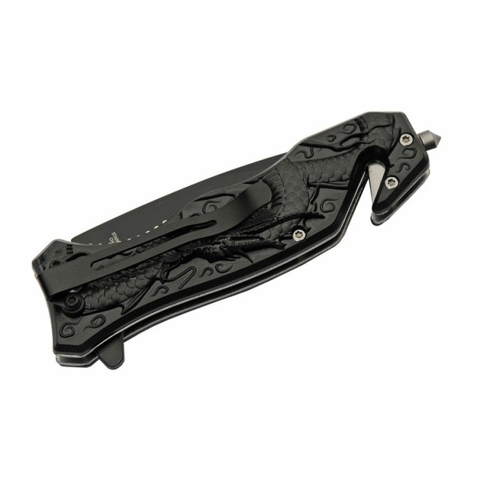 Lot de 3 Couteau Rite Edge Dragon Semi Automatique A/O Lame Acier Inox Manche ABS CN300547 - Livraison Gratuite