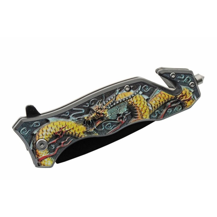 Lot de 3 Couteau Rite Edge Dragon Semi Automatique A/O Lame Acier Inox Manche ABS CN300547 - Livraison Gratuite