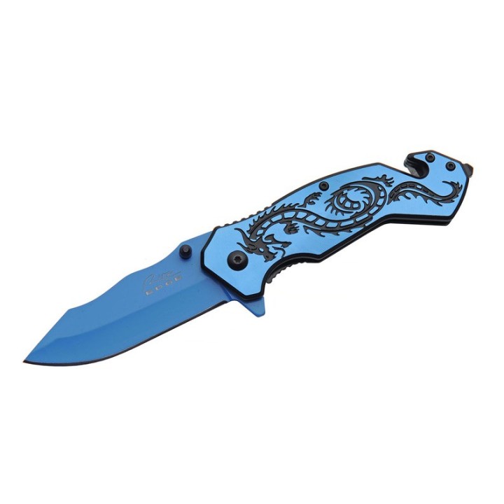 Lot de 3 Couteau Rite Edge Flying Dragon Blue Lame Acier Inox Manche Alu CN300586BL - Livraison Gratuite
