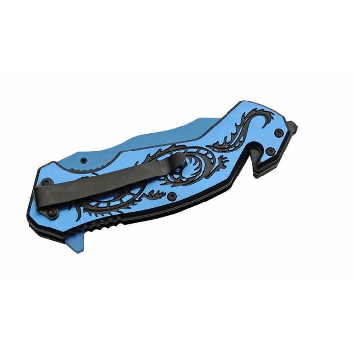 Lot de 3 Couteau Rite Edge Flying Dragon Blue Lame Acier Inox Manche Alu CN300586BL - Livraison Gratuite