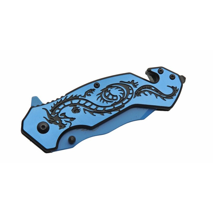 Lot de 3 Couteau Rite Edge Flying Dragon Blue Lame Acier Inox Manche Alu CN300586BL - Livraison Gratuite