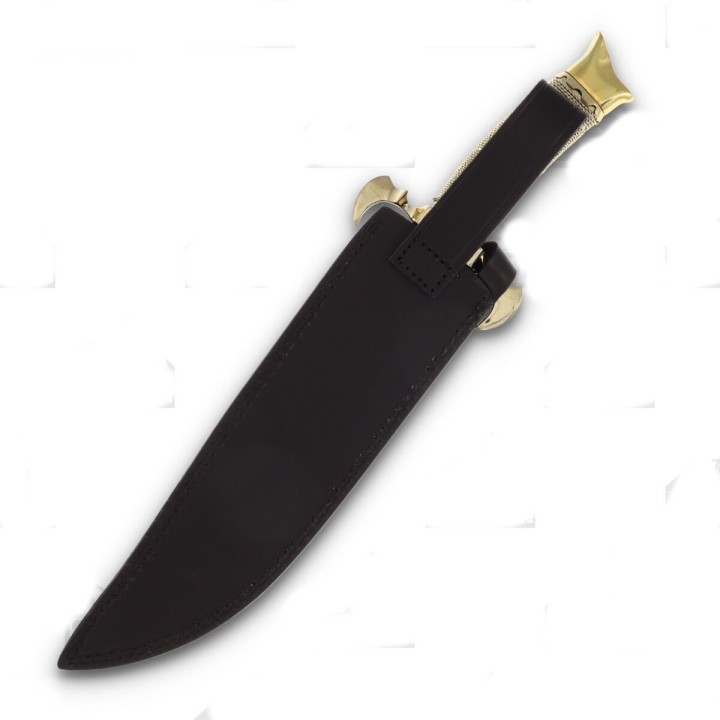 Couteau Style Médiéval Rough Ryder Bowie Wire Wrapped Manche Chainette Lame Acier 440 Etui Cuir RR2206 - Livraison Gratuite