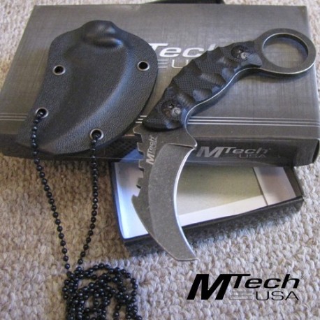 Couteau de Cou Karambit Mtech Lame Acier 440 Manche G-10 Etui Kydex MT2033 - Livraison Gratuite