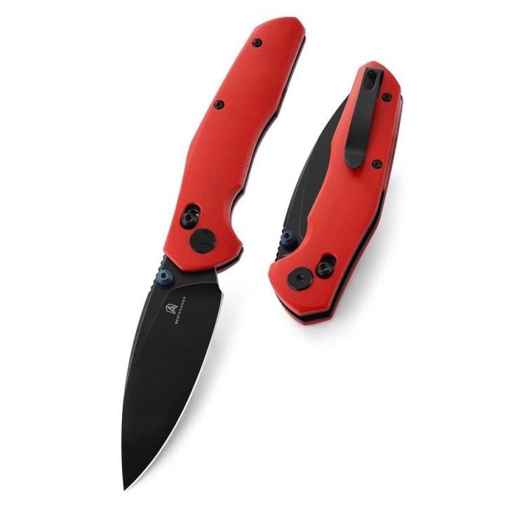 Couteau Bestech Ronan Red Manche G10 Lame Acier 14C28N Black IKBS Crossbar Lock Clip BTKMK02J - Livraison Gratuite
