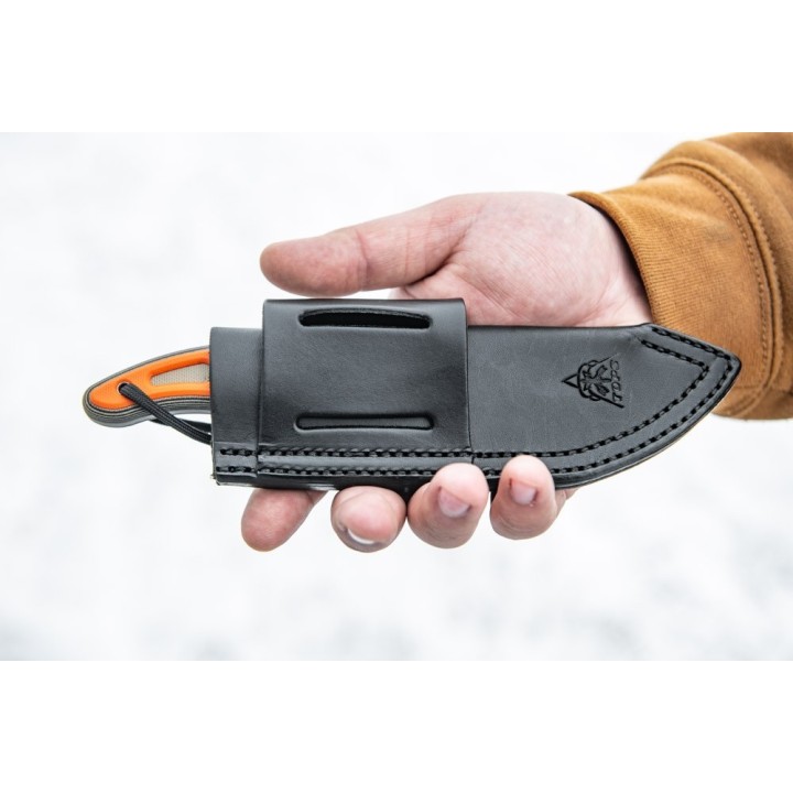 Couteau Tops Field Dog Lame Acier 154CM Manche G10 Etui Cuir Made In USA TPFDOG01 - Livraison Gratuite