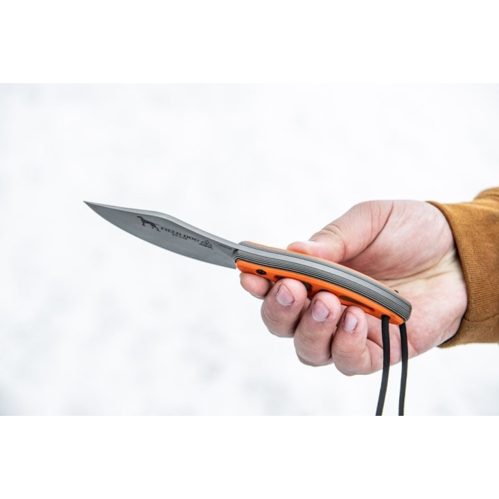 Couteau Tops Field Dog Lame Acier 154CM Manche G10 Etui Cuir Made In USA TPFDOG01 - Livraison Gratuite
