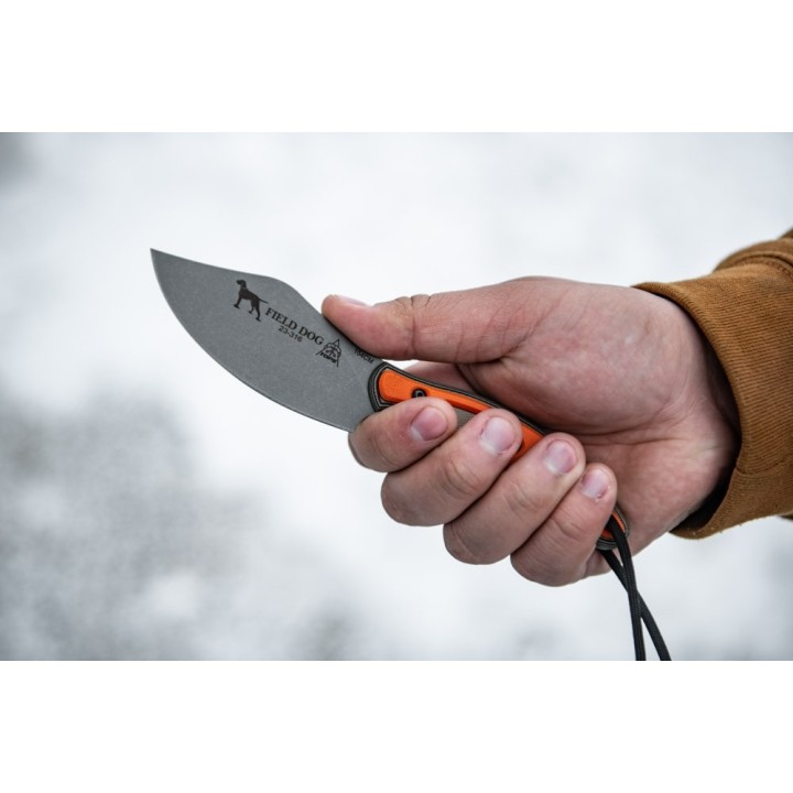 Couteau Tops Field Dog Lame Acier 154CM Manche G10 Etui Cuir Made In USA TPFDOG01 - Livraison Gratuite