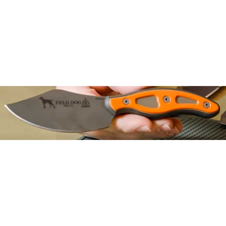Couteau Tops Field Dog Lame Acier 154CM Manche G10 Etui Cuir Made In USA TPFDOG01 - Livraison Gratuite