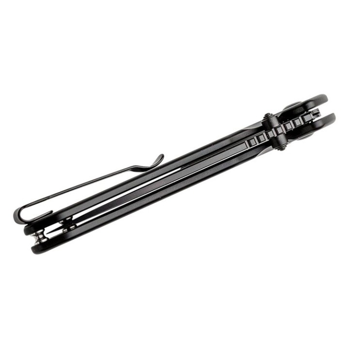 Couteau CJRB Pyrite Steel Lame Acier AR-RPM9 Manche Black Steel IKBS Button Lock J1925BST - Livraison Gratuite