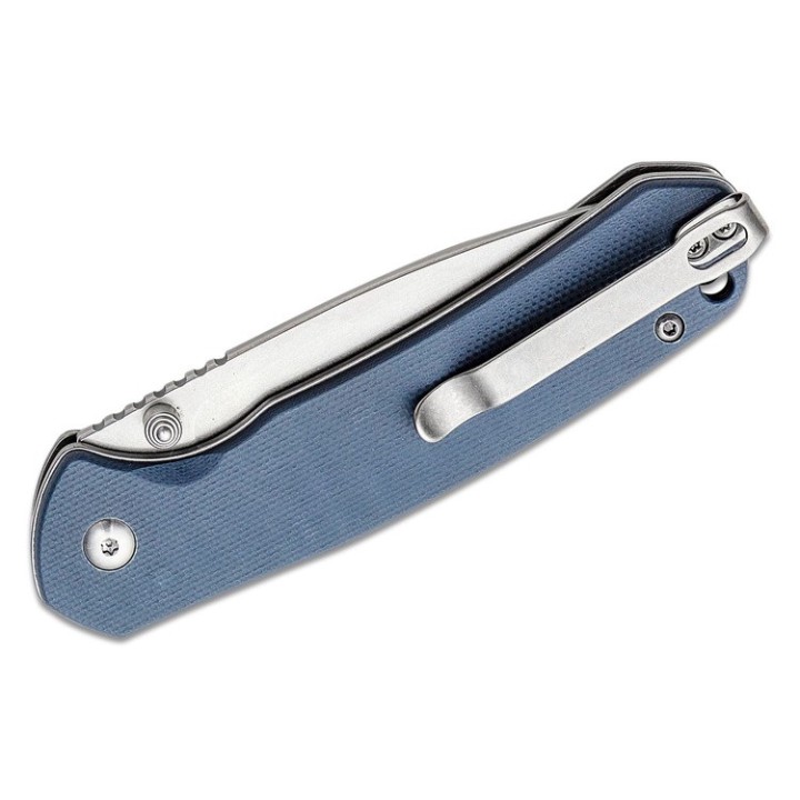 Couteau CJRB Pyrite Blue Lame Acier AR-RPM9 Manche G10 IKBS Button Lock J1925GY - Livraison Gratuite