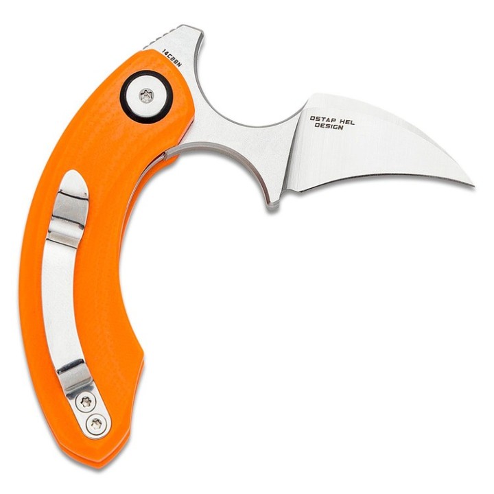 Couteau Bestech Strelit Orange Lame Acier 14C28N Manche G10 IKBS Linerlock Clip BTKG52C1 - Livraison Gratuite