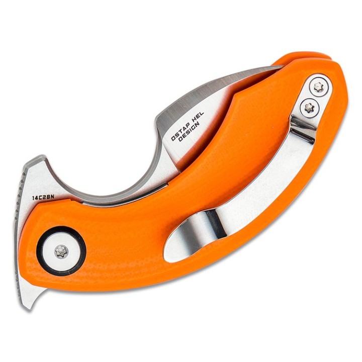Couteau Bestech Strelit Orange Lame Acier 14C28N Manche G10 IKBS Linerlock Clip BTKG52C1 - Livraison Gratuite