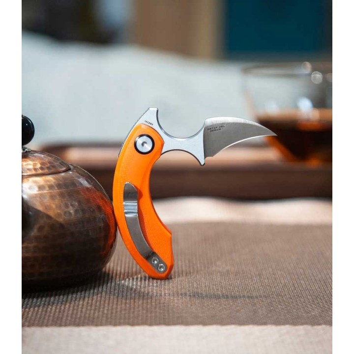 Couteau Bestech Strelit Orange Lame Acier 14C28N Manche G10 IKBS Linerlock Clip BTKG52C1 - Livraison Gratuite