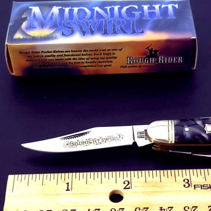Couteau Rough Ryder Gentlemans Stockman Midnight Canif 3 Lames Acier 440 Manche Résine RR959 - Livraison Gratuite
