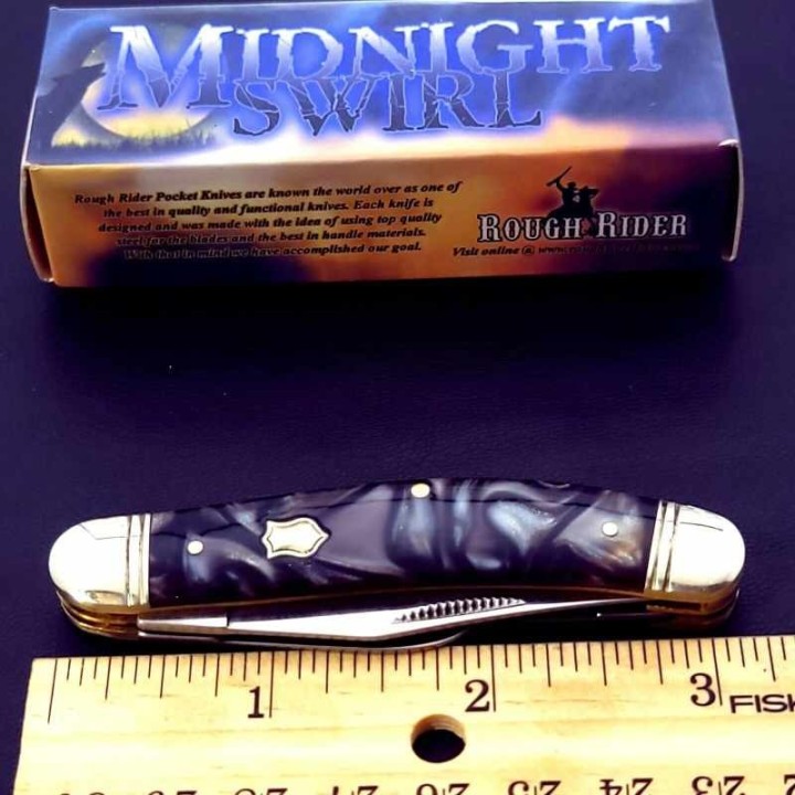 Couteau Rough Ryder Gentlemans Stockman Midnight Canif 3 Lames Acier 440 Manche Résine RR959 - Livraison Gratuite