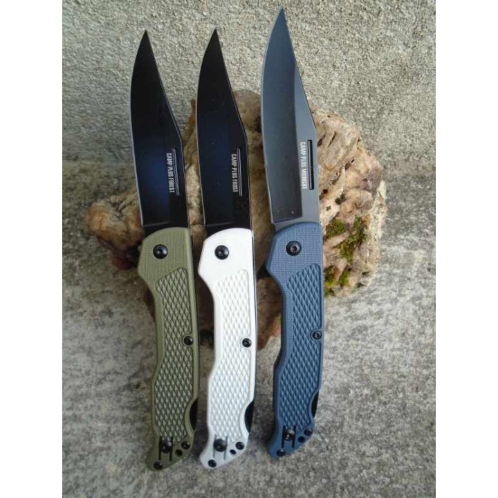 Lot de 3 Couteau Ontario Camp Plus EDC Lame Acier 420 Manche GRN Lockback ON4315GREY-WH-GRN - Livraison Gratuite