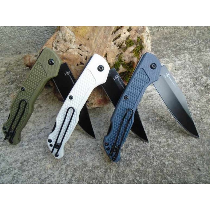Lot de 3 Couteau Ontario Camp Plus EDC Lame Acier 420 Manche GRN Lockback ON4315GREY-WH-GRN - Livraison Gratuite