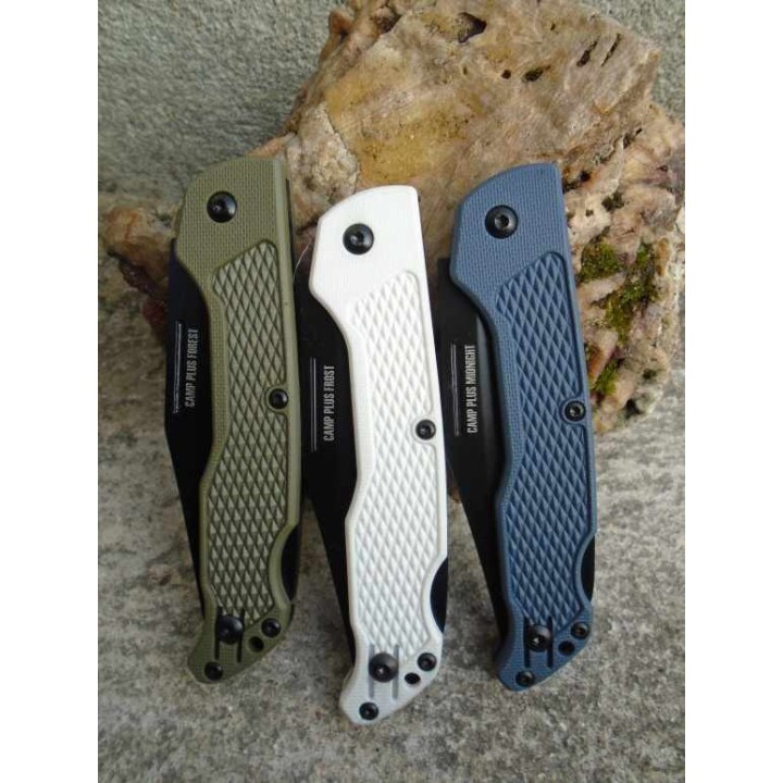 Lot de 3 Couteau Ontario Camp Plus EDC Lame Acier 420 Manche GRN Lockback ON4315GREY-WH-GRN - Livraison Gratuite