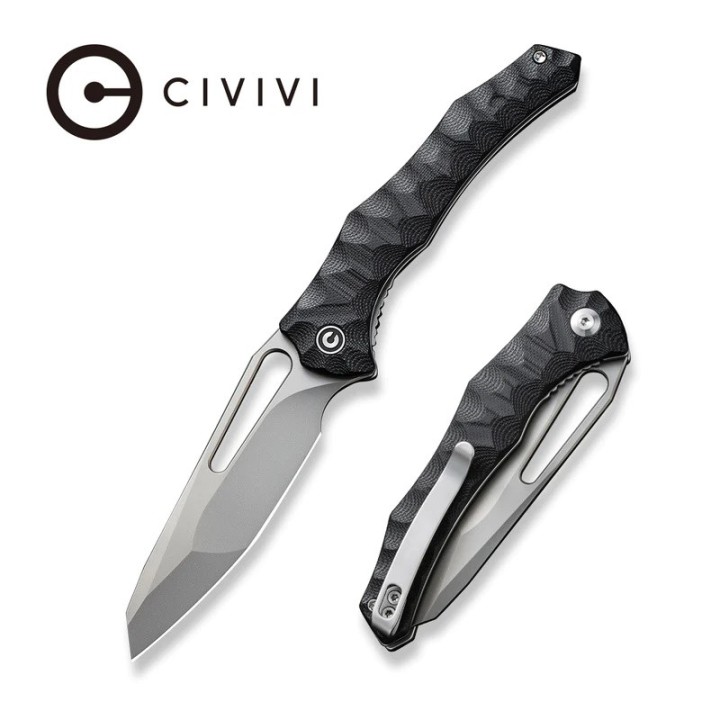 Couteau CIVIVI Spiny Dogfish Black Lame Acier 14C28N Black Manche G10 IKBS Linerlock Clip CIVC220061 - Livraison Gratuite