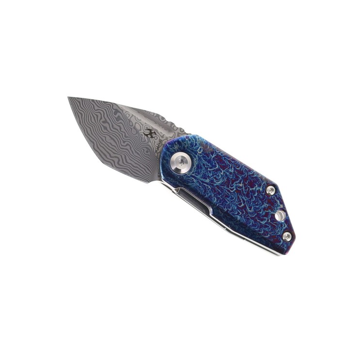 Couteau Kansept Rio TI Blue Manche Titane Lame Acier Damas Linerlock K3044D2 - Livraison Gratuite