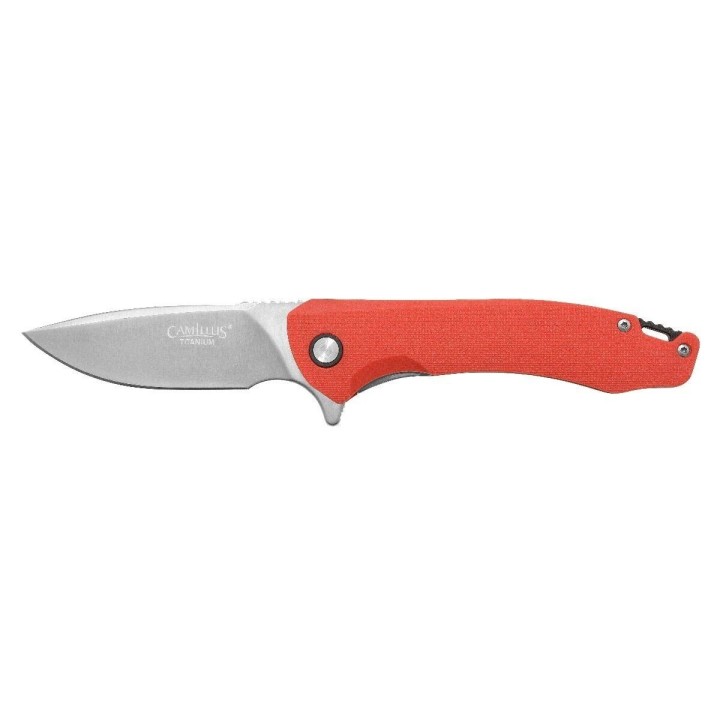 Couteau Camillus Scivik Red Lame Acier 420 Manche GFN IKBS Linerlock Clip CM19677 - Livraison Gratuite
