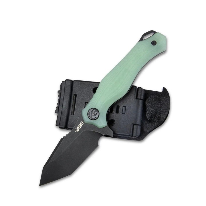 Couteau Tactical Kubey Golf  Jade Manche G-10 Lame Black Tanto AUS-10 Blade Etui Kydex KUB230D - Livraison Gratuite