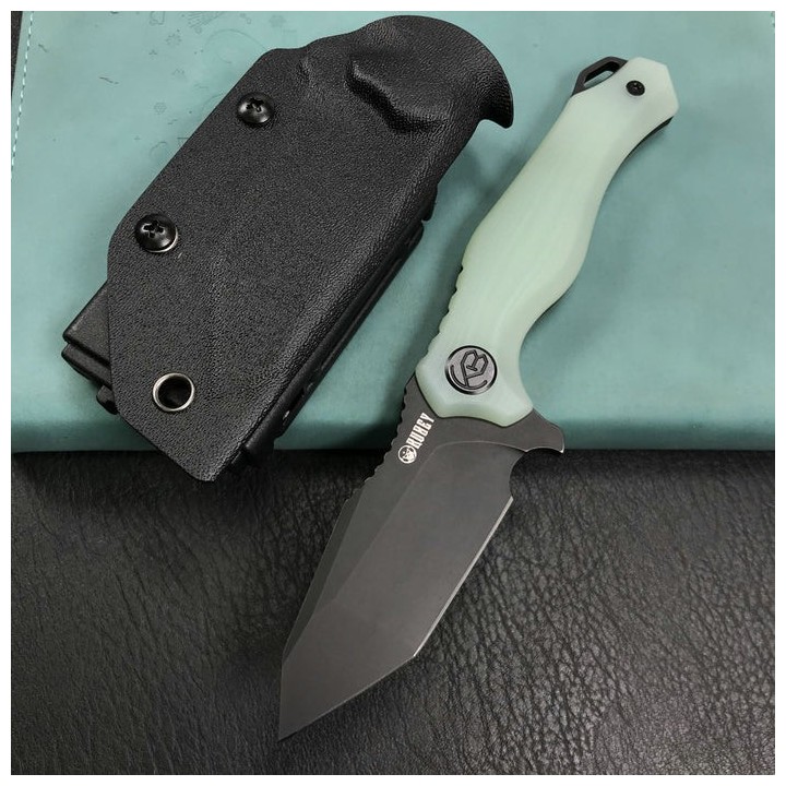 Couteau Tactical Kubey Golf  Jade Manche G-10 Lame Black Tanto AUS-10 Blade Etui Kydex KUB230D - Livraison Gratuite